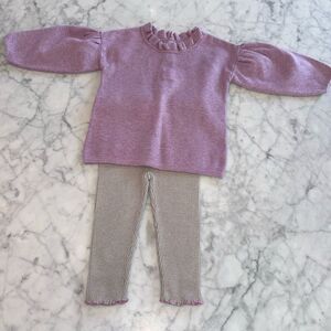 BLOOMIE’S BABY GIRLS LILAC SWEATER & LEGGING SET 6/12M